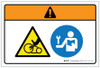 Warning: Triangle Pinch Point Hand Entanglement Hazard Read User Guide Before Operating (Wordless ISO/ANSI) - Label Warning: Triangle Pinch Point Hand Entanglement Hazard Read User Guide Before Operating (Wordless ISO/ANSI) - Label