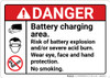 Danger: Battery Charging Area Risk of Battery Explosion ANSI - Wall Sign