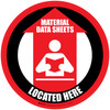 Material Data Sheets Located Here (Red) Circular - Floor Sign Material Data Sheets Located Here (Red) Circular - Floor Sign