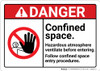 Danger: Confined Space Harardous Atmosphere ANSI - Wall Sign