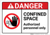Danger: Confined Space Authorized Personnel Only With Icon ANSI - Wall Sign Danger: Confined Space Authorized Personnel Only With Icon ANSI - Wall Sign