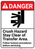 Danger: Crush Hazard Stay Clean of Transfer Area Lockout ANSI - Wall Sign Danger: Crush Hazard Stay Clean of Transfer Area Lockout ANSI - Wall Sign