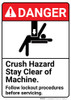 Danger: Crush Hazard Lockout ANSI - Wall Sign Danger: Crush Hazard Lockout ANSI - Wall Sign