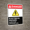 Danger: Electrical Hazard Authorized Personnel Only ANSI - Wall Sign Danger: Electrical Hazard Authorized Personnel Only ANSI - Wall Sign