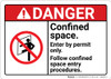 Danger: Enter By Permit Only Confined Space ANSI - Wall Sign Danger: Enter By Permit Only Confined Space ANSI - Wall Sign