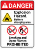 Danger: Explosion Hazard With Icons No Smoking ANSI - Wall Sign Danger: Explosion Hazard With Icons No Smoking ANSI - Wall Sign