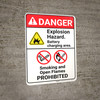 Danger: Explosion Hazard With Icons No Smoking ANSI - Wall Sign Danger: Explosion Hazard With Icons No Smoking ANSI - Wall Sign