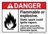 Danger: Flammable Explosive Static Spark Could Ignite Vapors ANSI - Wall Sign