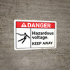 Danger: Hazardous Voltage Keep Away With Icon ANSI - Wall Sign Danger: Hazardous Voltage Keep Away With Icon ANSI - Wall Sign