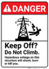 Danger: Hazardous Voltage Keep Off Do Not Climb ANSI - Wall Sign Danger: Hazardous Voltage Keep Off Do Not Climb ANSI - Wall Sign