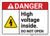 Danger: High Voltage Inside Do Not Open ANSI - Wall Sign Danger: High Voltage Inside Do Not Open ANSI - Wall Sign