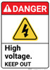 Danger: High Voltage Keep Out Portrait ANSI - Wall Sign Danger: High Voltage Keep Out Portrait ANSI - Wall Sign