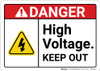 Danger: High Voltage Keep Out with Graphic ANSI - Wall Sign