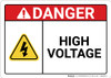 Danger: High Voltage With Yellow Icon ANSI - Wall Sign