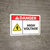 Danger: High Voltage With Yellow Icon ANSI - Wall Sign