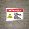 Danger: High Voltage Stay Clear Secure Power Before Servicing ANSI - Wall Sign