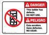 Danger: Ladder Has Defects Do Not Use Bilingual Spanish ANSI - Wall Sign