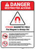 Danger: Magnetic Field Cardiac Pacemakers ANSI - Wall Sign