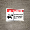 Danger: Forklift Traffic Spanish ANSI - Wall Sign