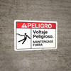 Danger: Hazardous Voltage Spanish ANSI - Wall Sign