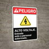 Danger: High Voltage Entry By Authorized Personnel Spanish ANSI - Wall Sign Danger: High Voltage Entry By Authorized Personnel Spanish ANSI - Wall Sign
