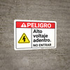 Danger: High Voltage No Entry Spanish ANSI - Wall Sign