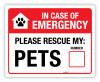In Case of Emergency Please Rescue My Pets (# of Pets) - Label In Case of Emergency Please Rescue My Pets (# of Pets) - Label