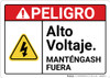 Danger: High Voltage Keep Out Spanish ANSI - Wall Sign