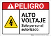 Danger: High Voltage Authorized Personnel Only Hazard Spanish ANSI - Wall Sign