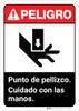Danger: Spanish Pinch Points Watch Hands Spanish ANSI - Wall Sign Danger: Spanish Pinch Points Watch Hands Spanish ANSI - Wall Sign