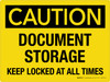 Caution: Document Storage Keep Locked At All Times Landscape - Wall Sign