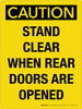 Caution: Stand Clear When Rear Doors Are Opened Portrait - Wall Sign
