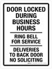 Door Locked During Business Hours - Ring Bell For Service Portrait - Wall Sign Door Locked During Business Hours - Ring Bell For Service Portrait - Wall Sign