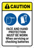 Caution: Face and hand Protection Must be Worn with Graphic - Wall Sign Caution: Face and hand Protection Must be Worn with Graphic - Wall Sign