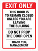 Exit Only This Door Is To Remain Closed Unless You Are Leaving The Building Portrait - Wall Sign
