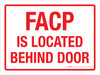 FACP Is Located Behind Door Landscape - Wall Sign
