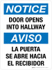 Notice: Door Opens Into Hallway Bilingual Portrait - Wall Sign Notice: Door Opens Into Hallway Bilingual Portrait - Wall Sign