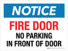 Notice: Fire Door No Parking In Front Of Door Landscape - Wall Sign