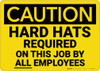 Caution: Hard Hats Required Employees - Wall Sign