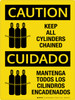 Caution: Keep All Cylinders Chained Bilingual Portrait - Wall Sign