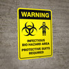 Warning: Infectious Bio Hazard Area Protective Suits Required with Graphic - Wall Sign
