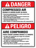 Danger: Compressed Air Beware Of Serious Injury Or Death Bilingual ANSI Portrait - Wall Sign
