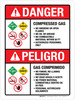 Danger: Compressed Gas Handling Hazards Bilingual ANSI Portrait - Wall Sign Danger: Compressed Gas Handling Hazards Bilingual ANSI Portrait - Wall Sign