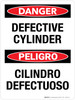 Danger: Defective Cylinder Bilingual Portrait - Wall Sign Danger: Defective Cylinder Bilingual Portrait - Wall Sign