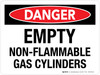Danger: Empty Non-Flammable Gas Cylinders Landscape - Wall Sign Danger: Empty Non-Flammable Gas Cylinders Landscape - Wall Sign