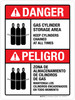 Danger: Gas Cylinder Storage Area Hazards Bilingual ANSI Portrait - Wall Sign Danger: Gas Cylinder Storage Area Hazards Bilingual ANSI Portrait - Wall Sign