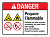 Danger: Propane Flammable Contains Gas Under Pressure No Smoking No Open Flames Store Upright ANSI Landscape - Wall Sign