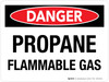 Danger: Propane Flammable Gas Landscape - Wall Sign Danger: Propane Flammable Gas Landscape - Wall Sign