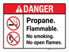 Danger: Propane Flammable No Smoking No Open Flames ANSI Landscape - Wall Sign