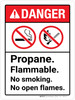 Danger: Propane Flammable No Smoking No Open Flames ANSI Portrait - Wall Sign